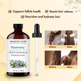 Majestic Pure Rosemary Essential Oil with Glass Dropper | 100% Pure and Natural Rosemary Oil | Premium Grade Essential Oils for Diffusers, Skin, Aromatherapy, Massage | 4 Fl Oz