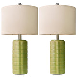 PoKat 23" Green Ceramic Table Lamps Set of 2, Farmhouse Table Lamps for Living Room, Modern Lamps for Bedroom Night Stands, Traditional Nightstand Desk Lamps, Medium