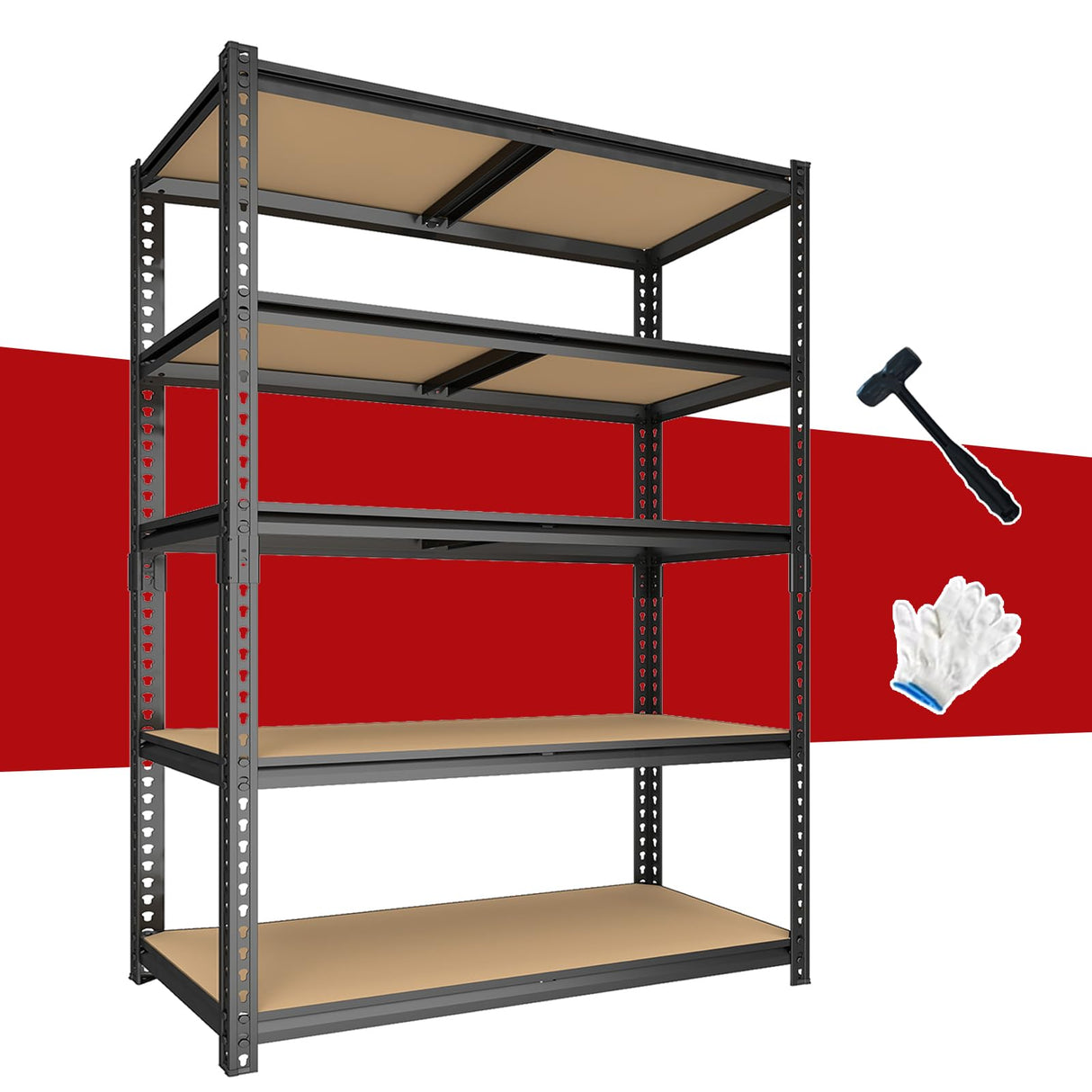 ZEUKMXOO Heavy Duty Garage Shelving,5-Tier Garage Storage Shelves,2400LBS Storage Shelves Heavy Duty,Adjustable 5 Tier Shelving Unit,Heavy Duty Shelving for Garage Storage Warehouse,28''×12''×60''
