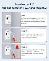 Firlarm Natural Gas Detector, Plug-in Gas Leak Detector for Home, Propane Leak Alarm for RV and Kitchen, with LED Digital Display