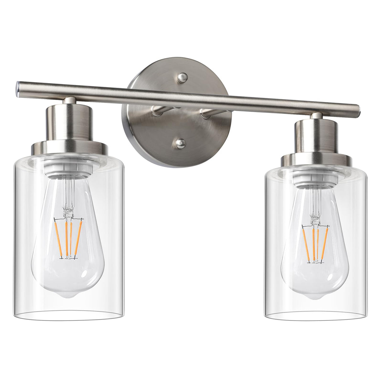 Unicozin 3 Light Bathroom Light Fixtures, Modern Vanity Lights with Milky Glass Shade, Brushed Nickel Wall Lamp Over Mirror for Bathroom, Living Room, Cabinet, Bedroom, E26 Base