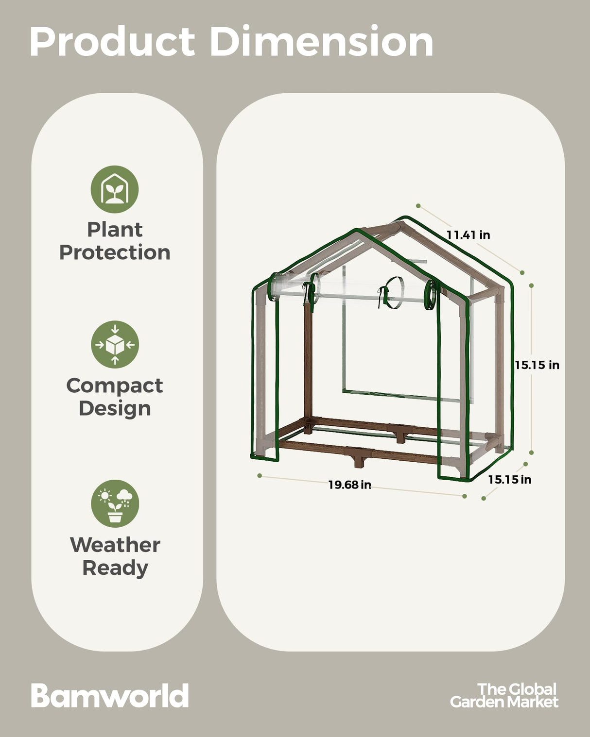 Bamworld Mini Greenhouse Indoor Desktop with Grow Lights Small Grow Tent Reusable Portable Warm House with PE Cover Ventilation Window for Seed Starting