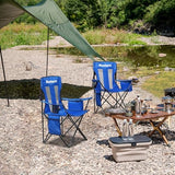 Nazhura 2 Pack Outdoor Camping Chairs Folding/Foldable/Portable with Cooler Pouch, Mesh Backrest and Cup Holder Pocket (Blue, 2 Pack)