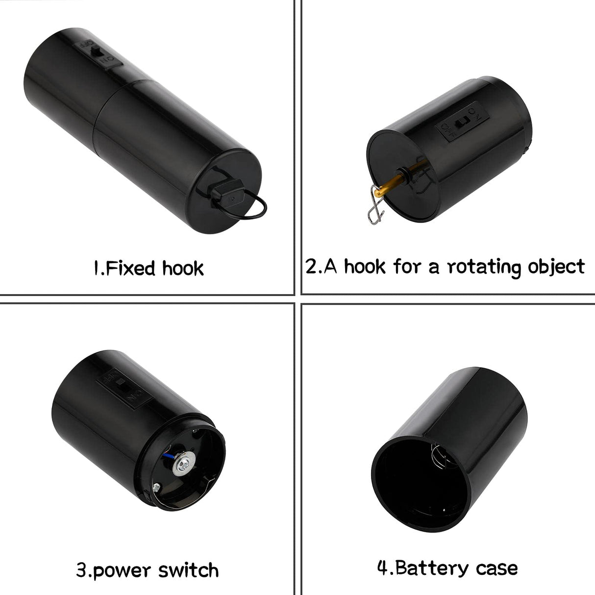 2 Pieces Hanging Black Rotating Motor Wind Spinner Mobile Battery Operated Motor Multi-Purposes Rotatable Hook for Garden Decoration Accessory Supplies