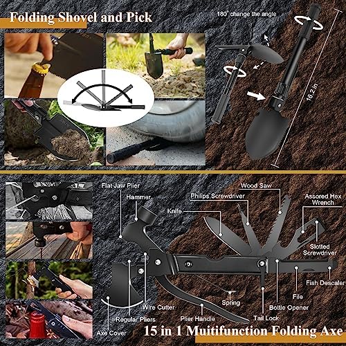 Abpir318 PCS Emergency Survival Kit, Survival Gear and Equipment First Aid Kit Med Supplies for Vehicles Travel Car Camping Hiking Disaster Preparedness, Gifts for Christmas Birthday Him Men