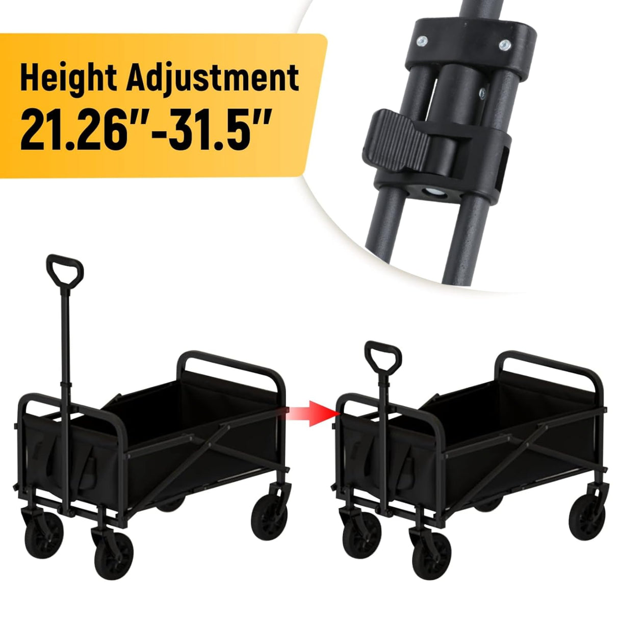 Aymzbd Trolley Pull Handle, Folding Wagon Pull Handle Replacement, Adjustable Shopping Cart Pull Handle for Garden Carts Picnic Carts Beach Park, Style D