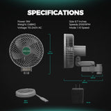 MARS HYDRO 6'' Oscillating Clip-On Grow Tent Fan, 10 Wind Speeds, EC Motor