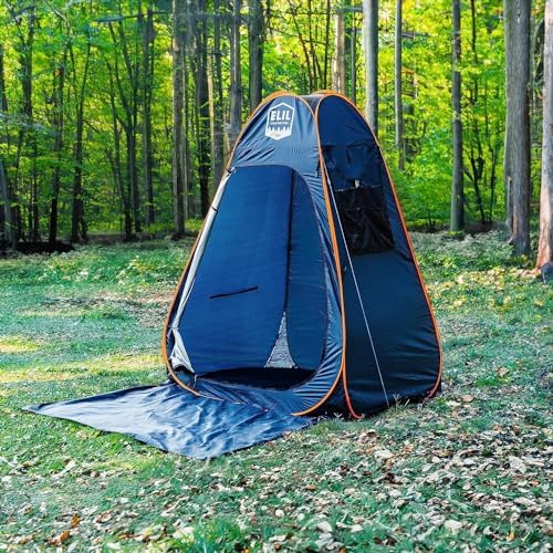 Camping Shower Tent With LED Sensor Light 6.23 ft - Large Easy Pop Up Privacy Tent for Beach Changing - Outdoor Portable Enclosure for Camping