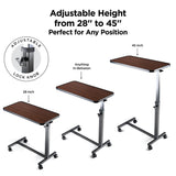 Medical king Adjustable Overbed Bedside Table with Wheels Bed Desk Over Bed with Wheels Hospital Table for Hospital and Home Use