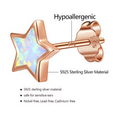 Rose Gold Plated Star Earrings for Girls, Hypoallergenic Fire Opal Stud Earrings For Women ARSKRO S925 Sterling Silver Post Little Small Cute Earring Jewelry Gifts for Sensitive Ears Kids