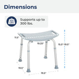 Drive Medical RTL12203KDR Shower Chair, Adjustable Shower Stool with Suction Feet, Shower Seat for Inside Tub, Bathroom Bench, 300 LB Weight Capacity