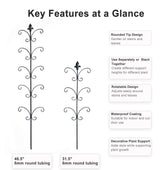 Metal Monstera Plant Support 2-Pack, Adjustable Height Steel Plant Trellis for Pothos, Vining & Climbing Potted Plants, Indoor & Outdoor, Sturdy Rotatable Plant Stakes with Rounded Ends, 31" & 46"