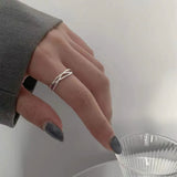 OOOPEL Sterling Silver Adjustable Ring S925 Silver Rings for Women Cubic Zirconia Twist Love Knot Dainty Ring Silver Minimalist Open Finger Rings Silver Thumb Sterling Silver Ring