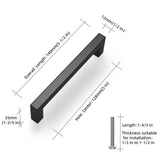 NISUOIEN 30 Pack 5 inch(128mm) Center to Center Matte Black Cabinet Pulls Stainless Steel Kitchen Cabinet Handles - Square Dresser Handles Drawer Pulls