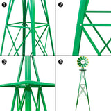VINGLI Upgrade 8FT Ornamental Windmill Backyard Garden Decoration Weather Vane, Heavy Duty Metal Wind Mill w/ 4 Legs Design (Green)