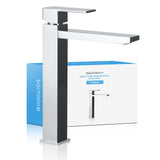 Bächlein High Faucet for Bathroom [Angular - Chrome] - Extra High Tap with 215mm Spout Height for Countertop Washbasin, Washbasin Water Tap High Spout