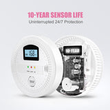 4 Packs Smoke and Carbon Monoxide Detectors, 2 in 1 CO & Smoke Fire Alarm for Home,Smoke Combination CO Alarm with LCD Display,Replaceable Battery Operated, Easy to Install