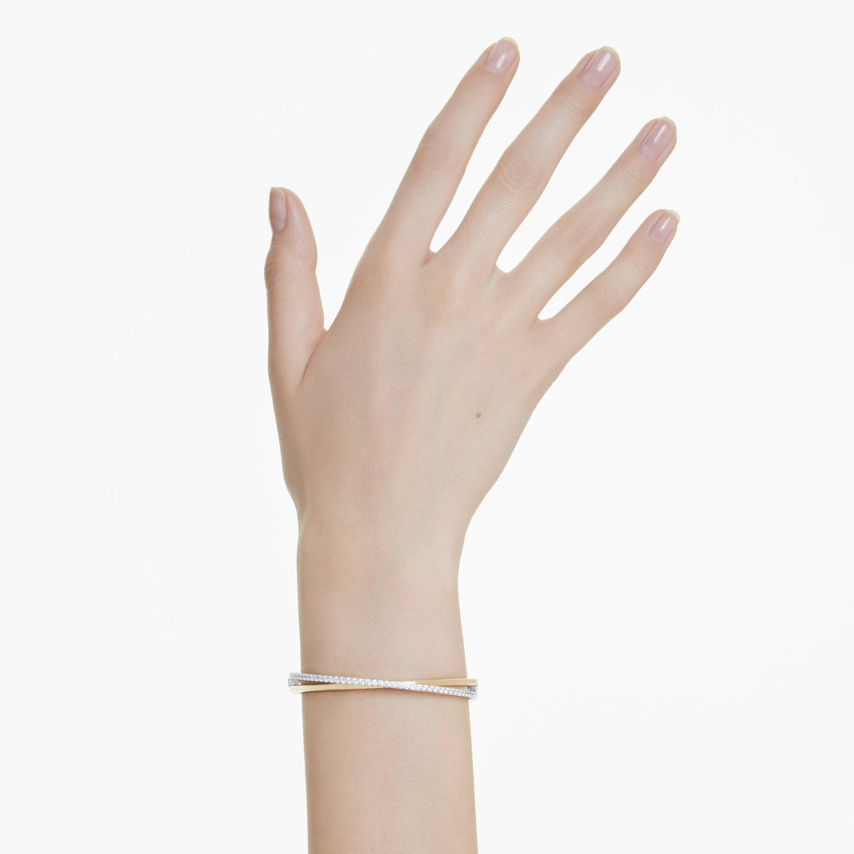 Swarovski Hyperbola Bangle, Round Cut, Clear, Mixed Metal Finish