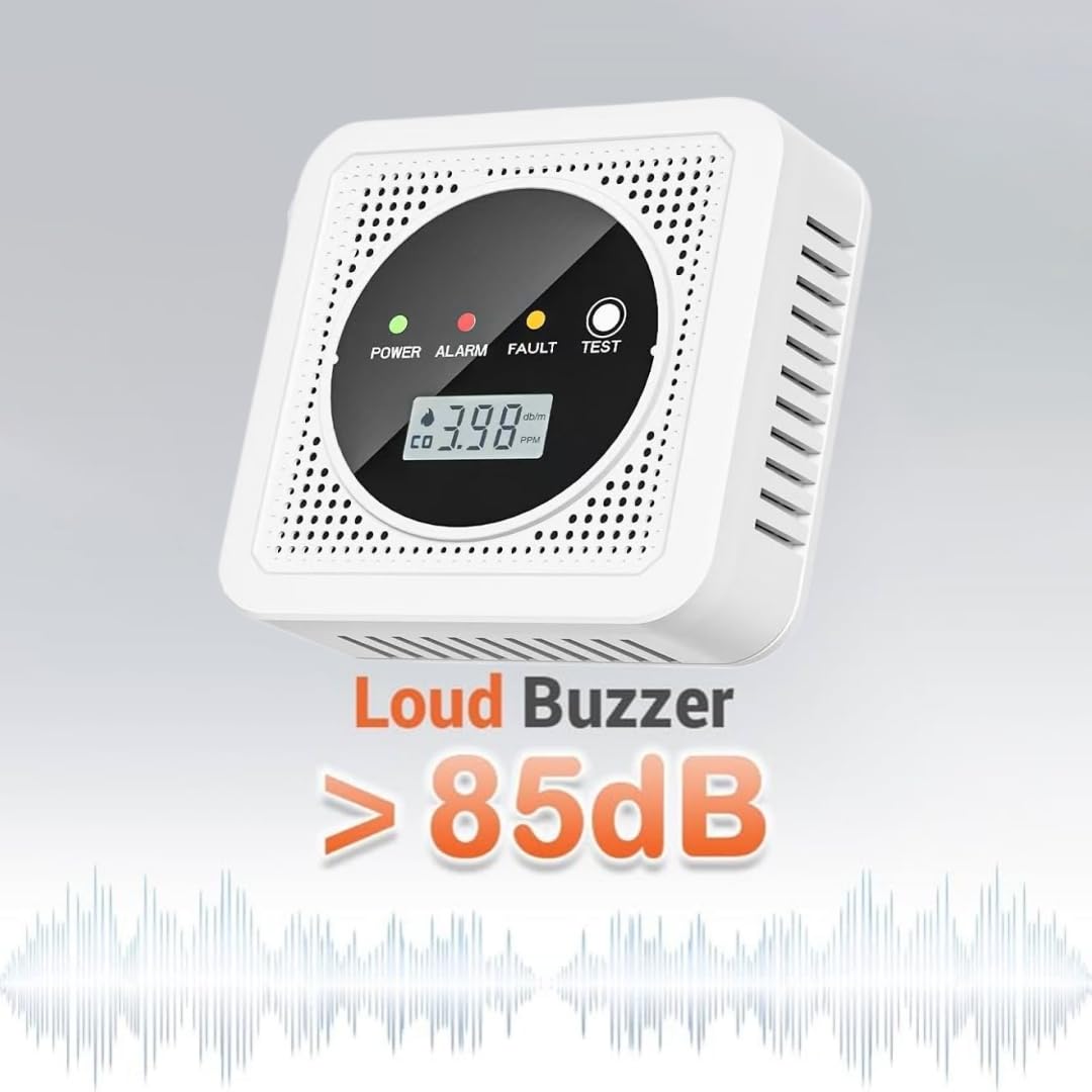 2-in-1 Smoke Detector and Carbon Monoxide Detectors, Battery Powered, CO&Smoke Alarm with Sensitive Sensor, Digital LCD Display, LED Signal Lights, Portable CO and Smoke Monitor Alarm