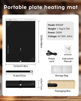 VTAR Electric Food Warming Mat Tray Warmer for Party Buffet Servers, Dual-Zone Heating with Independent Temperature Control, Hot Logic Heating Heater, Full Surface Keep Warm - Black