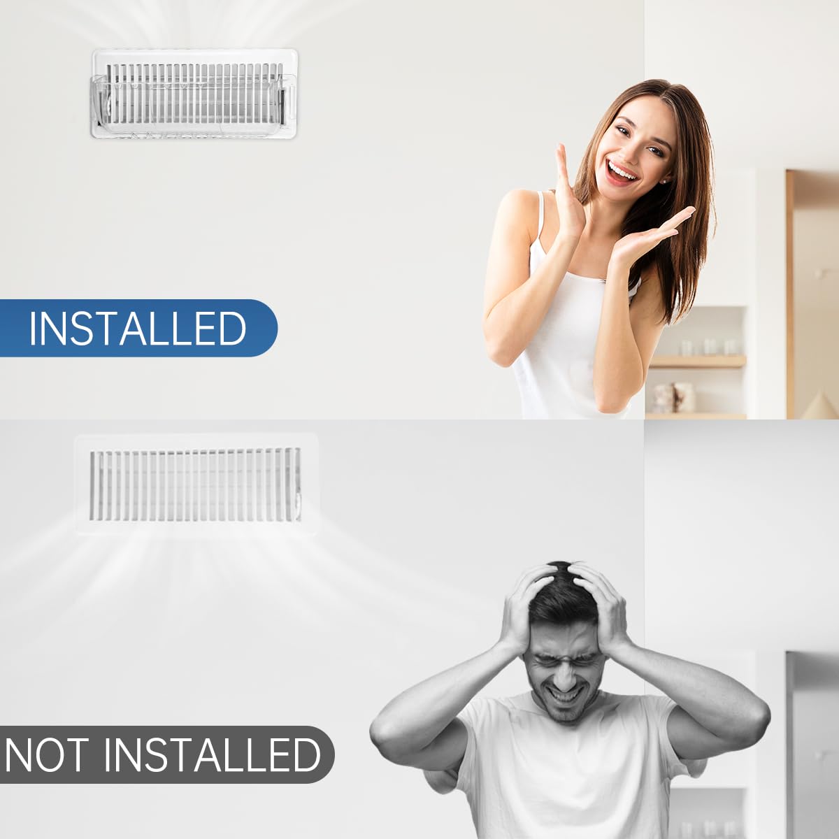 CH24Globall 4-Pack Air Vent Deflector 8.5 to15.5 Inches, Aerospace-Grade Plastic (5-Meter Drop Resistant), 200% Stronger Magnetic AC/Heat Vent Covers (-35°F to 284°F) for Ceiling/Floor/Wall Registers