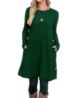 OFEEFAN Long Sleeve Dress for Women Sweater Dresses Christmas Dresses Emerald Green Dress L