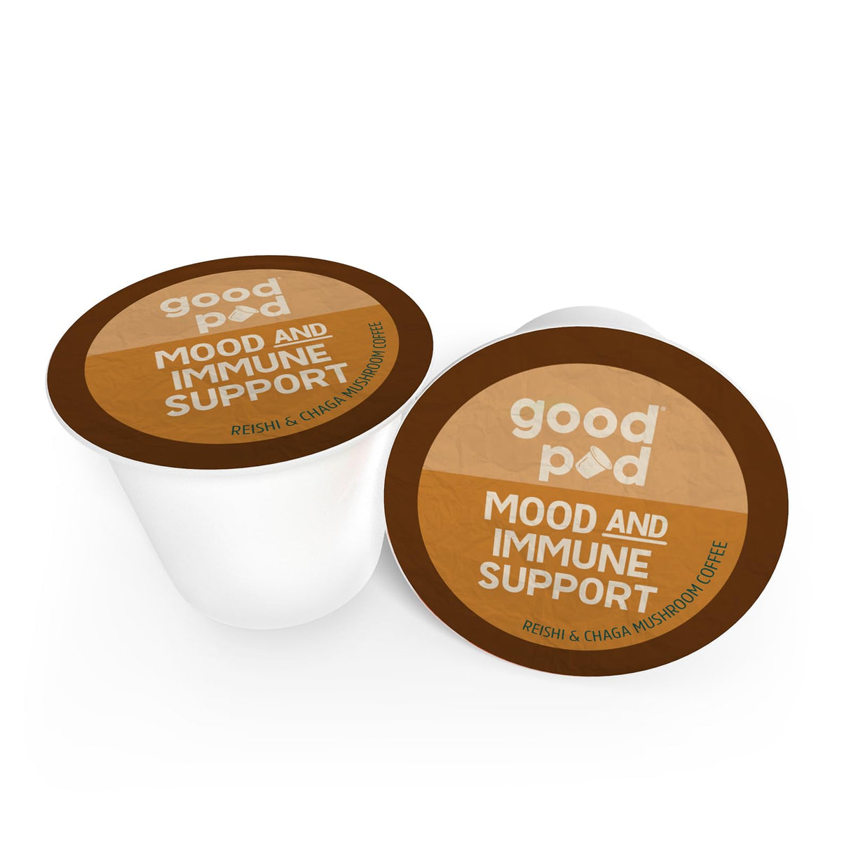goodPOD Mood and Immune Support Single Serve Coffee K Cup Pods, Organic Arabica Coffee with Reishi & Chaga Mushrooms, Medium Roast, 12 Count