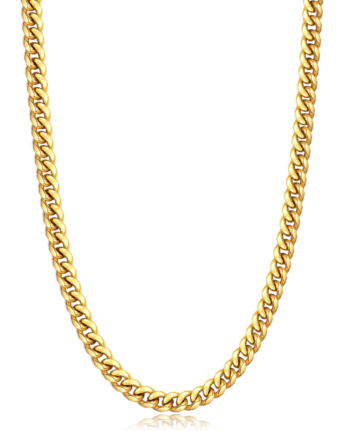 Momlovu Gold Chain for Men Boys, Mens Cuban Link Chain Necklace | 18K Gold Plated Mens Jewelry, 6mm, 20 Inch, Gifts for Men Boys