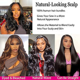 Body Wave Bundles with Closure Human Hair (16 18 20 +14) Brazilian Human Hair 3 Bundle with 4x4 HD Lace Closure Free Part 10A Grade 100% Unprocessed Virgin Hair Body Wave Bundles Natural Color