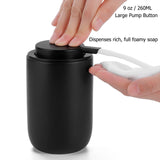 Foaming Soap Dispenser Thick Ceramic Foam Hand Soap Dispenser for Bathroom or Kitchen Sink, Liquid Pump Bottles for Hand soap, Body Wash, 2 Pack Black