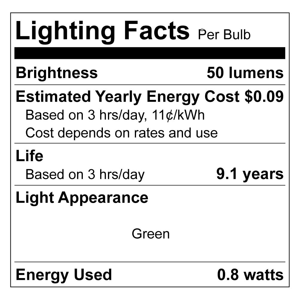 VISTERLITE 25-Pack Ceramic C9 Christmas Light Bulbs, Green LED Light Bulbs Holiday Decoration, Green Christmas Decor for Indoor & Outdoor Use, E17/C9 Intermediate Base