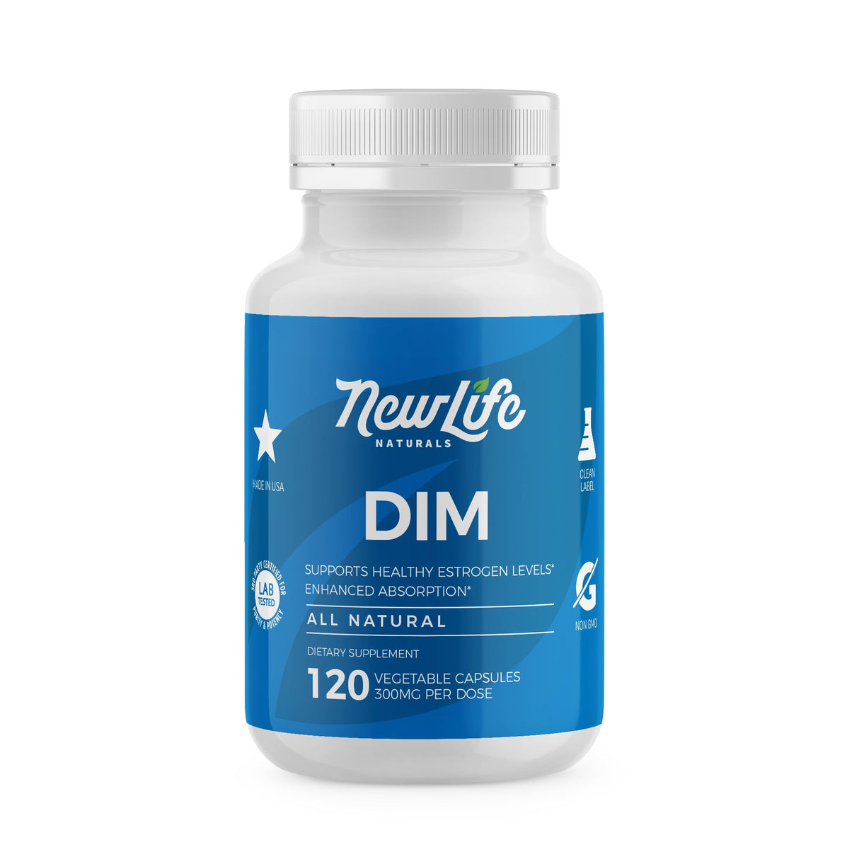 NewLife Naturals DIM Supplement 300mg, Women & Men - Hormonal Acne Pills, Menopause Relief | Healthy Estrogen Level | Hormonal Balance - 120Day Supply