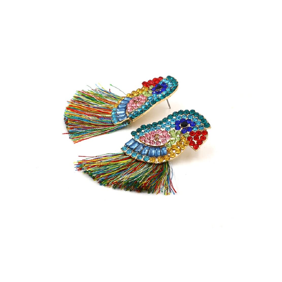 Parrot Earrings for Women, Bird Parrot Tassel Earrings for Womens, Rhinestone Parrot Dangle Earring Hypoallergenic, Cubic Zirconia Parrot Drop Earring, Parrot Jewelry Funny earrings