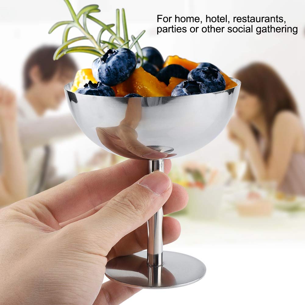 Hapivida Ice Cream Cup, 4Pcs Stainless Steel Serving Dessert Bowls Cups Sauce Bowls Mini Round Footed Yogurt Snack Candy Cups for Salad Fruit Pudding Christmas Party
