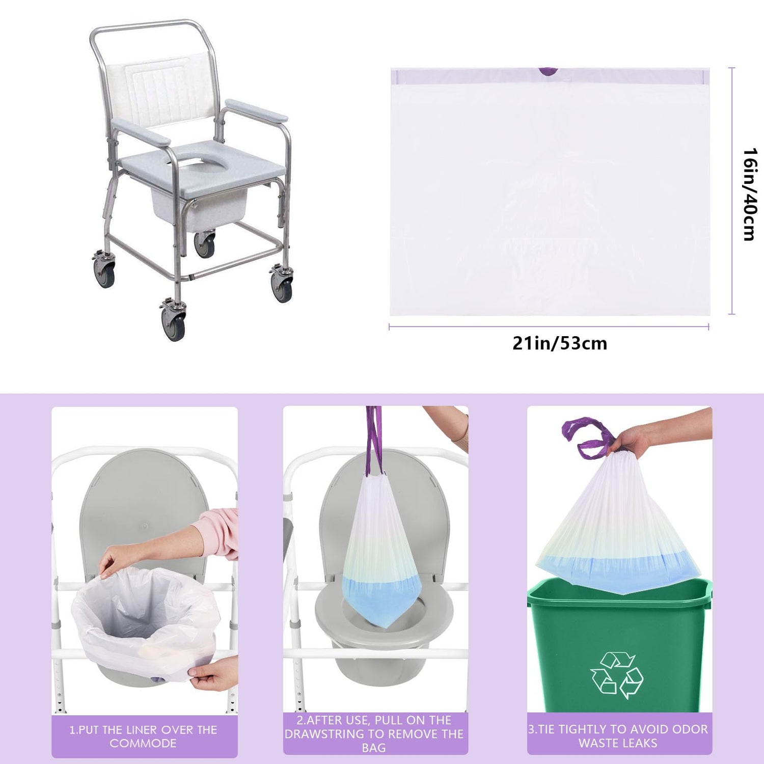 Pan For Commode Elzrghs Commode Liners for Bedside Commode, Portable Toilet, Bed Pan ...