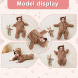 AiWMGL Newborn Baby Bear Outfit Suit With Fold-Over Mittens and Footies Girls Boys 0-3 Months Winter Fleece Clothes Suit Hooded Jumpsuit Romper Snowsuit
