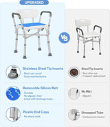 TABEKE Shower Chair for Inside Shower, FSA/HSA Eligible 500lb Compact Shower Chair with Backrest & Padded Armrest, Height Adjustable Shower Bench W.Suction Cups, Shower Seat for Elderly and Disabled