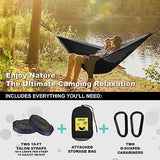 SZHLUX Camping Hammock Double & Single Portable Hammocks with 2 Tree Straps and Attached Carry Bag,Great for Outdoor,Indoor,Beach,Camping,Black & Grey, Large