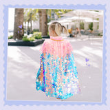 Meland Princess Dress Up for Girls 3-8, Mermaid Cape with Crown, Dress Up Clothes for Girls Birthday Gift, Christmas, Halloween Role Play Costumes, Toys for Kids Toddlers Pretend Play