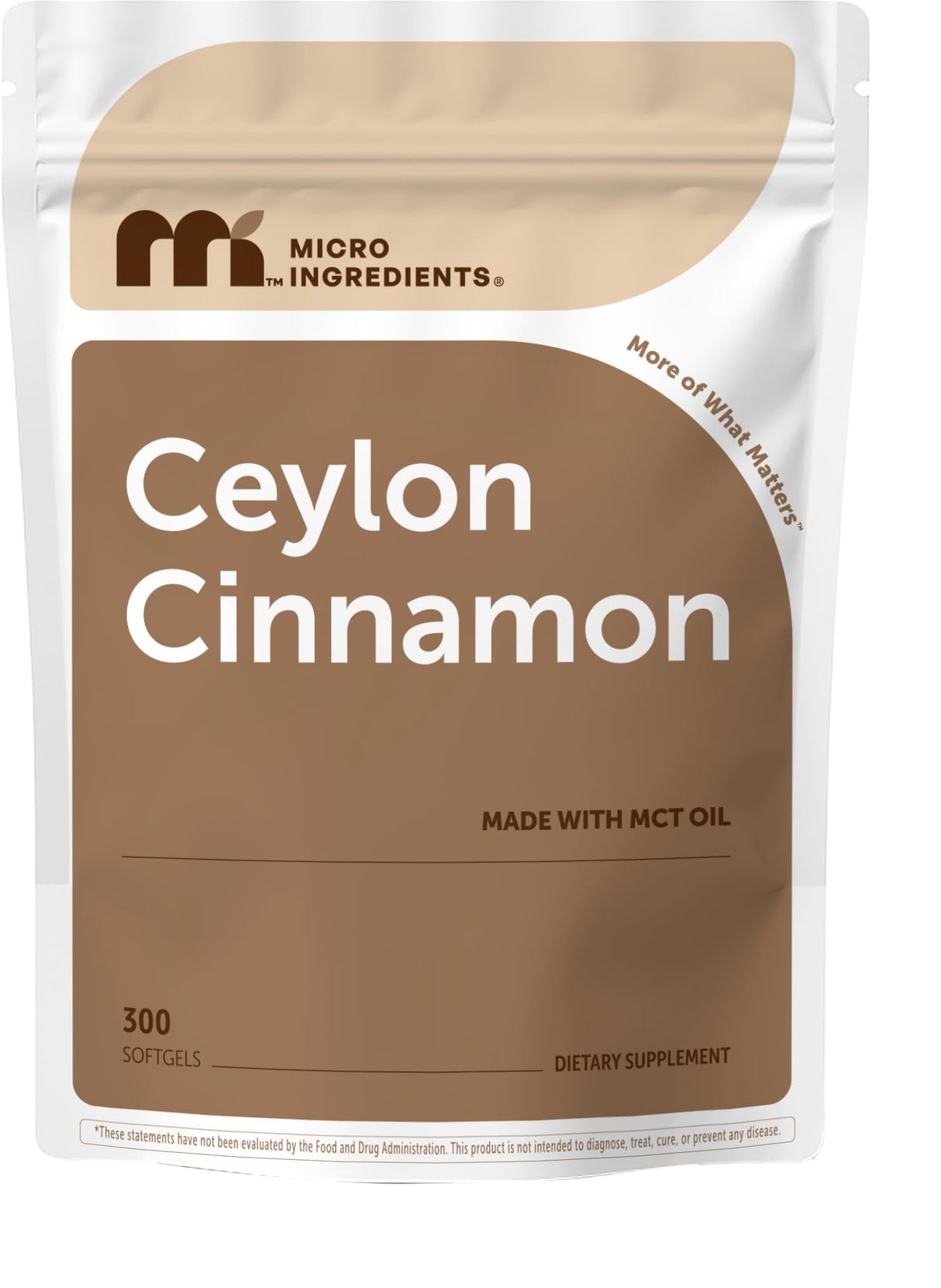 Micro Ingredients Ceylon Cinnamon, 300 Softgels | Cinnamon Supplements with MCT Oil | Non-GMO, Gluten Free