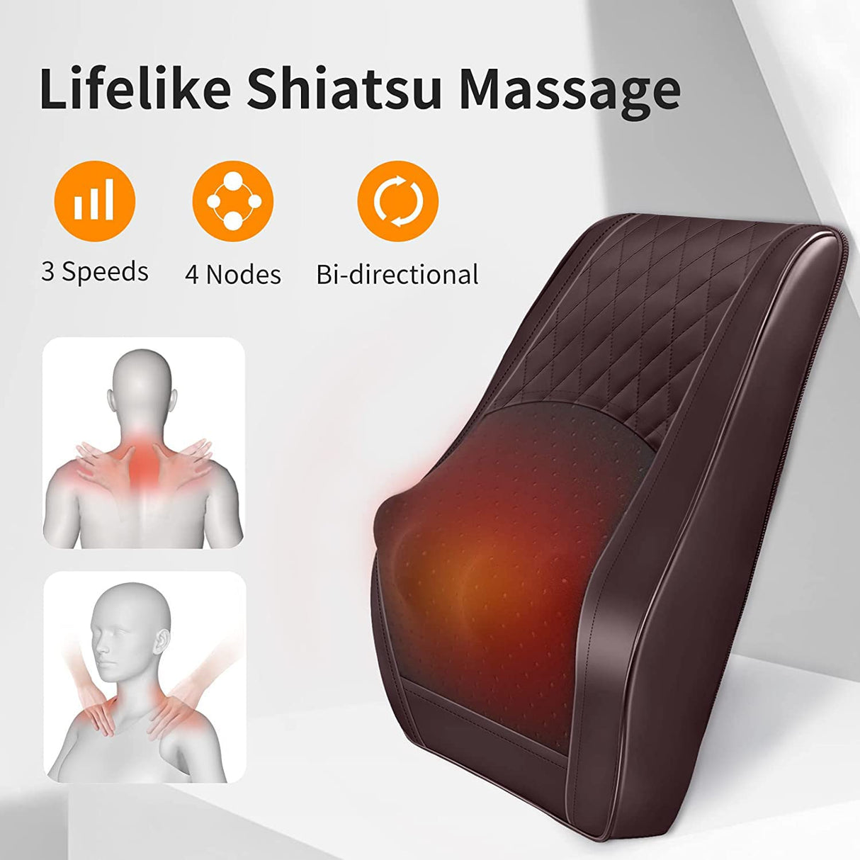 Back Massager Neck Massager with Heat, Shiatsu Massage Pillow for Pain Relief, Massagers for Neck and Back, Shoulder, Leg, Christmas Gifts for Men Women Mom Dad, Stress Relax at Home Office and Car