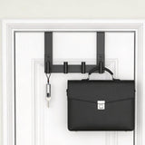 PMMASTO Over The Door Hooks, Fits 1-3/4" Thick Door No Drill Hooks for Closet Bathroom Bedroom Organization, Hanger for Coat Towel Robe (Black, 4 T-Hooks)