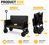 Collapsible Foldable Wagon Cart with Wheels 240L Capacity Folding Sports Wagons, 560LBS Load Large 3-in-1 Grocery Heavy Duty Carts for Sand, Beach, Camping, Fishing