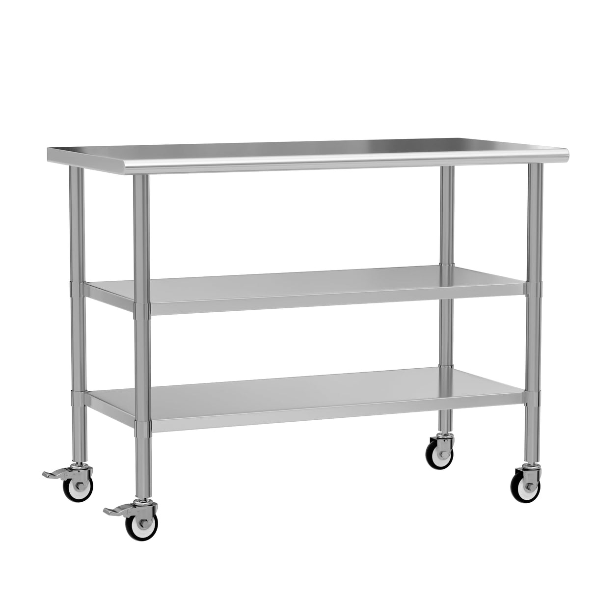 Chingoo Stainless Steel Work Table with Wheels, 24x60 Inch NSF Kitchen Prep Table with 2 Adjustable Undershelves for Commercial Restaurant, Garage, Outdoor BBQ