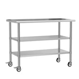 Chingoo Stainless Steel Work Table with Wheels, 24x60 Inch NSF Kitchen Prep Table with 2 Adjustable Undershelves for Commercial Restaurant, Garage, Outdoor BBQ