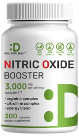 Nitric Oxide Booster 3,000mg Per Serving, 300 Capsules – 12 in 1 Nitric Oxide Supplement – Arginine & Citrulline Complex with Energy Blend – Marshmallow Root – Promotes Nutrient Flow to Muscles&Heart
