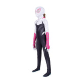 MARVEL Spider-Gwen Official Youth Zentai Halloween Costume - Hooded Spandex Jumpsuit with Printed Design and Pull On Spandex Mask (M)