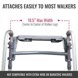 DMI Walker Tray, Rollator Tray, Mobility and Walker Accessory Tray Table Fits Most Standard Walkers, Folding with Two Cup Holders and Tool Free Assembly, 16 x 11.8 inch