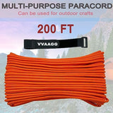 VVAAGG 550 Paracord 200FT - Lightweight and Durable 4mm Nylon Parachute Cord, Tent and Camping Rope, Clothesline - Orange