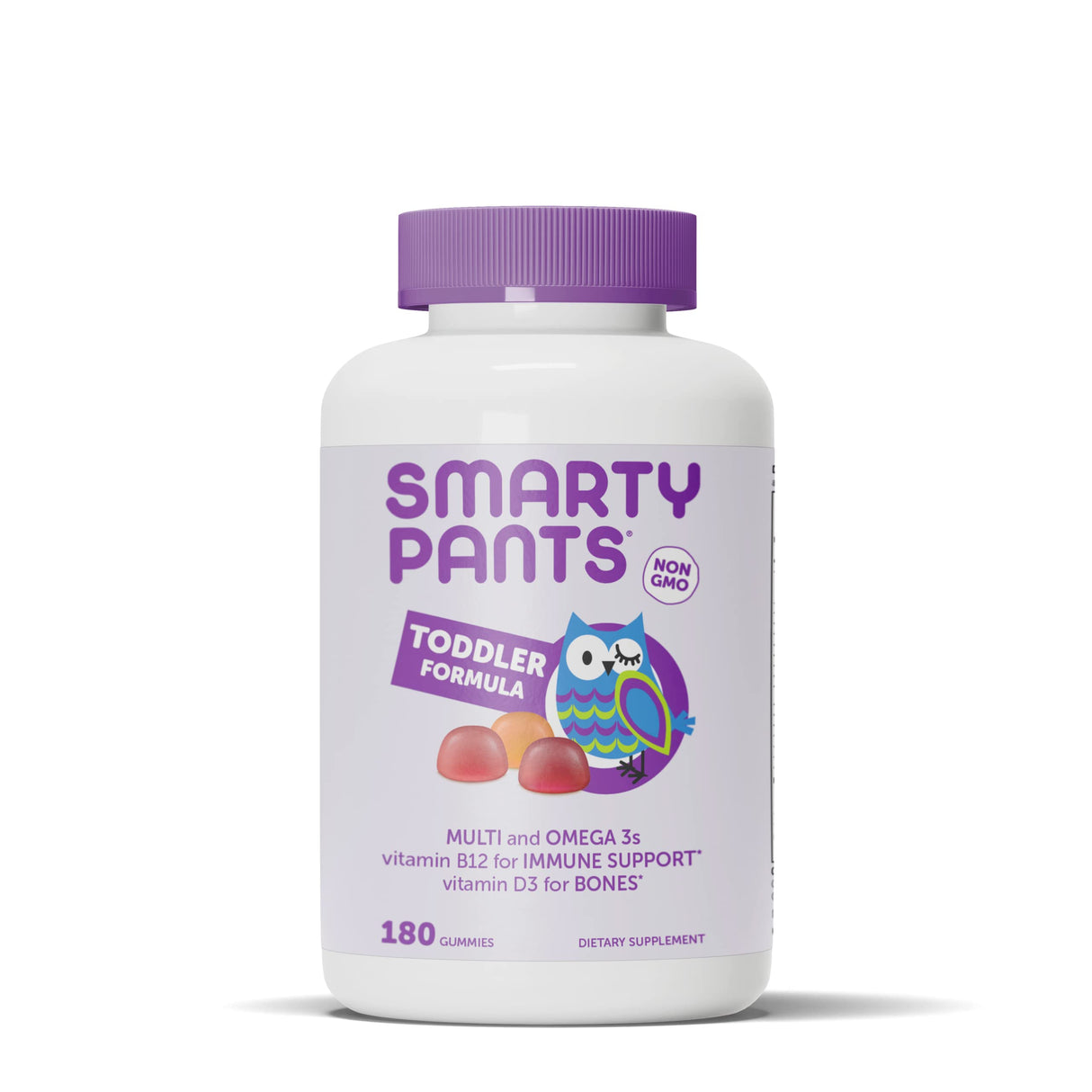 SmartyPants Toddler Multivitamin Gummies: Omega 3 Fish Oil (EPA/DHA), Vitamin D3, C, Vitamin B12, B6, A, K & Zinc, Biotin, Beta Carotene, Gluten Free, Three Fruit Flavors, 180 Count (60 Day Supply)